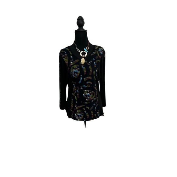 Parsley & Sage Black Multicolor Abstract  TunicTop - Picture 2 of 10